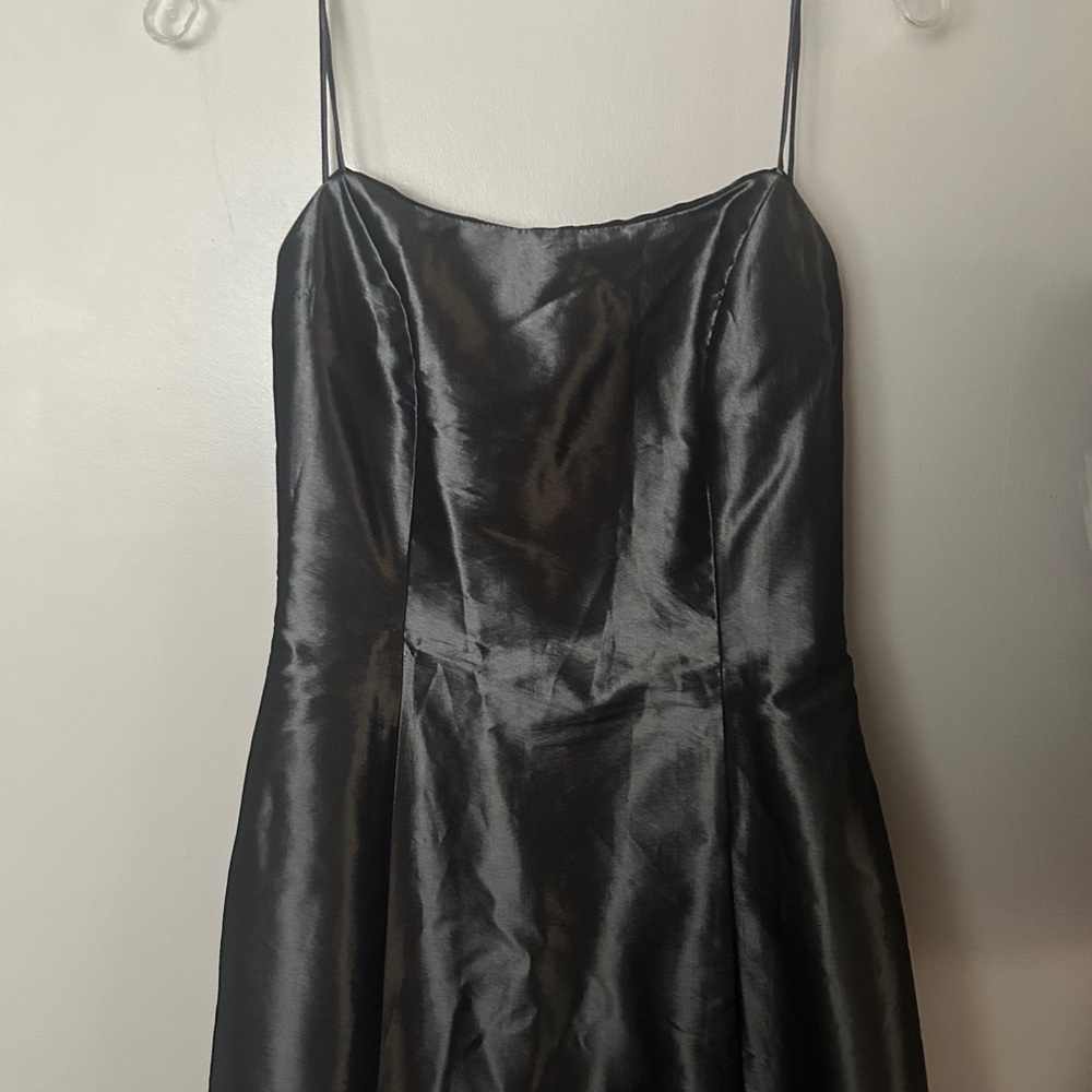 Elegant Dark Gray Metallic Satin Dress